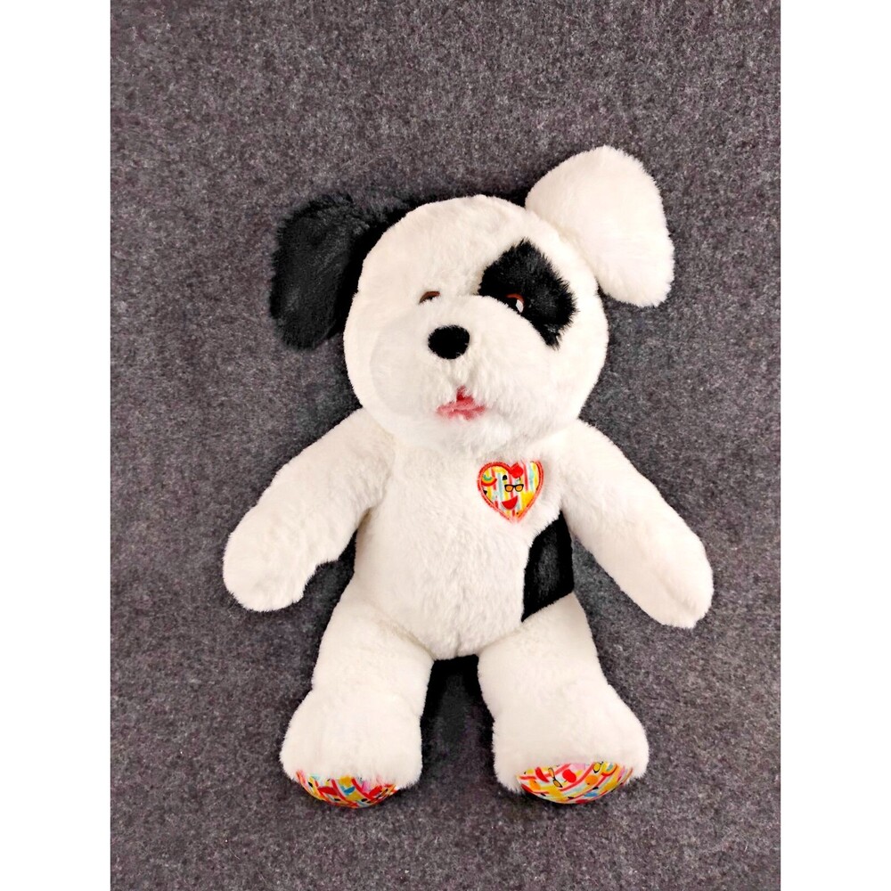 Build A Bear White w Black Puppy Dog Plush Cubscription Spring 2022 Stuffed Toy